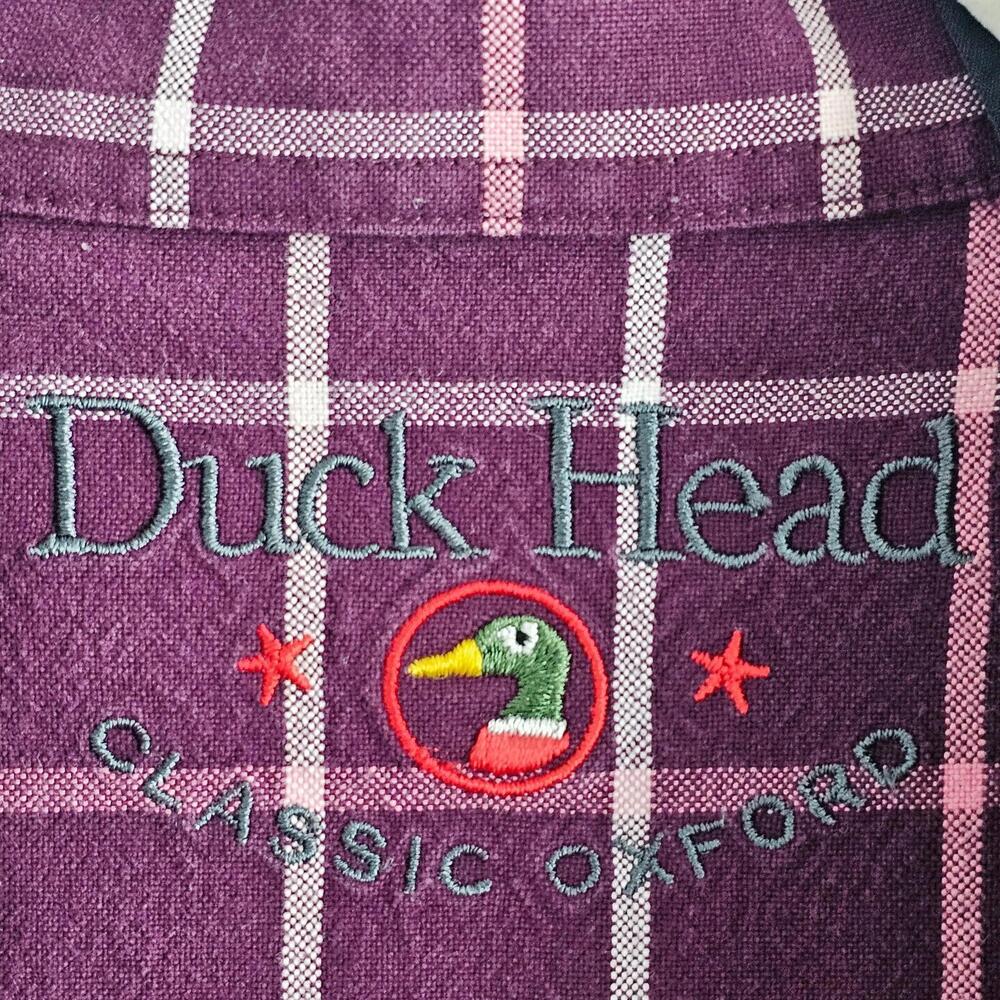 Men's Duck Head Classic Oxford Purple Plaid Long Sleeve Button Down Shirt XXL - Picture 3 of 7